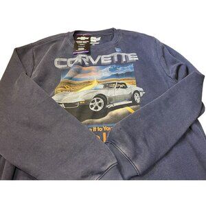 Chevrolet Corvette Mens Graphic Sweatshirt Crewneck Long Sleeve Blue Cotton Blen